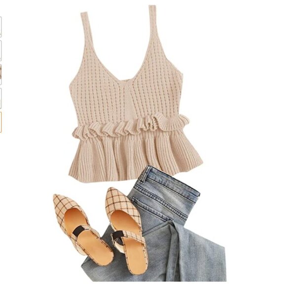 Boutique Tops - Women's Casual Knit Top Sleeveless Ruffle